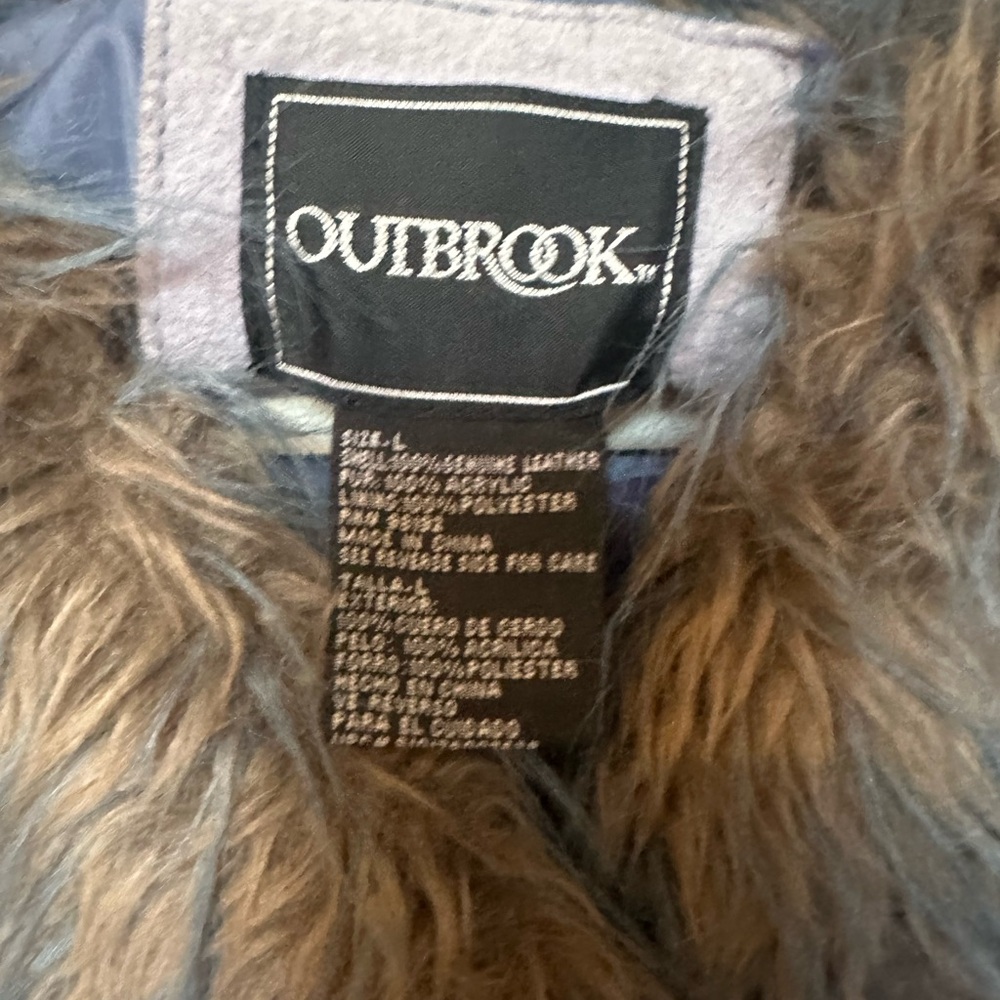 Outbrook Faux Fur Collar Belted Vintage Dusty Periwinkle Suede Jacket - Picture 8 of 10